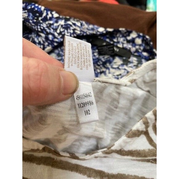 Weekends By Chico's Sz 0 Small Brown White Stripe 3/4 Sleeve Cotton Blouse Beach - Picture 7 of 7